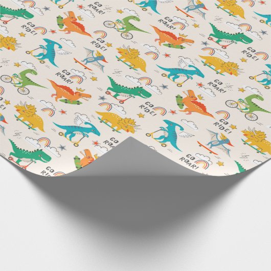 Kinder dinosaurus reispatroon cadeaupapier (Hoek)