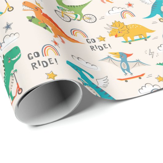 Kinder dinosaurus reispatroon cadeaupapier (Rol Hoek)