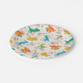 Kinder dinosaurus reispatroon papieren bordje (Gekanteld)