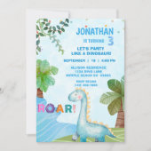 Kinder Dinosaurus T Rex Verjaardagsfeestje Kaart (Voorkant)