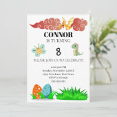 Kinder Dinosaurus Thema Verjaardag Kaart (Staand voorkant)