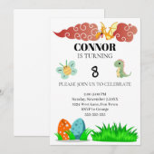 Kinder Dinosaurus Thema Verjaardag Kaart (Voorkant / Achterkant)