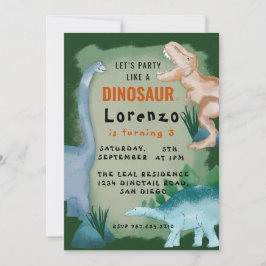 Kinder Dinosaurus Thema Verjaardagsfeest Kaart