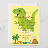 Kinder Dinosaurus Thema Verjaardagsfeest Kaart (Voorkant)