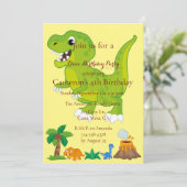 Kinder Dinosaurus Thema Verjaardagsfeest Kaart (Staand voorkant)