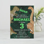 Kinder dinosaurus Verjaardag Dino Trex Jurassic Bo Kaart (Staand voorkant)