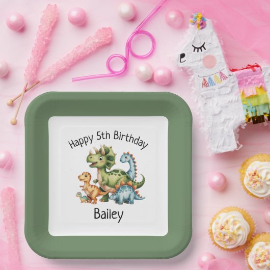 Kinder Dinosaurus Verjaardag Papieren Bordje (Feest)