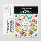 Kinder dinosaurus verjaardagsfeest uitnodigingen (Voorkant / Achterkant)