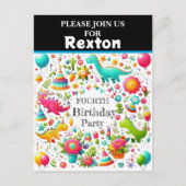 Kinder dinosaurus verjaardagsfeest uitnodigingen (Voorkant)