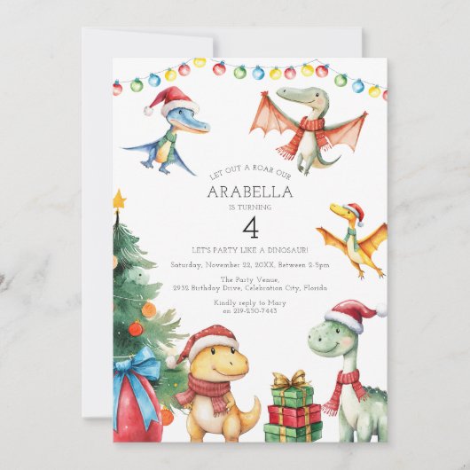 Kinder Dinosaurus Verjaardagsfeestje Kaart (Voorkant)