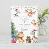 Kinder Dinosaurus Verjaardagsfeestje Kaart (Staand voorkant)