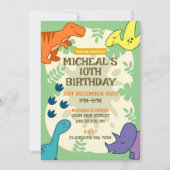 Kinder Dinosaurus Verjaardagsfeestje Kaart (Voorkant)