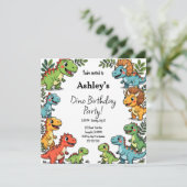 Kinder Dinosaurus Verjaardagsfeestje Kaart (Staand voorkant)