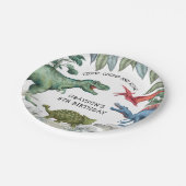 Kinder Dinosaurus Verjaardagsfeestje Papieren Bordje (Gekanteld)