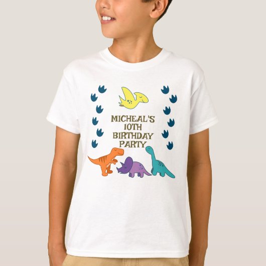Kinder Dinosaurus Verjaardagsfeestje T-shirt (Voorkant)