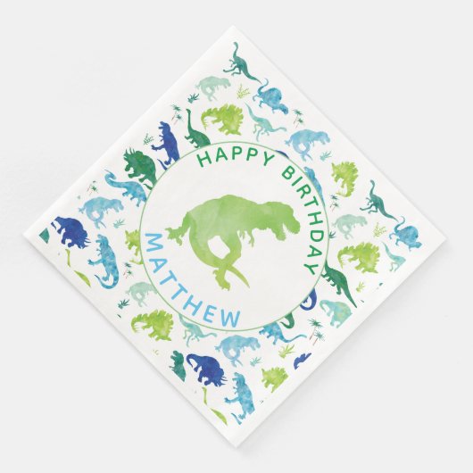 Kinder Dinosaurus Verjaardagspartij Patroon Groene Servet (Hoek)