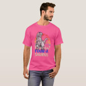 Kinder dinosaurus vierde 4e verjaardag vier 4 jaar t-shirt (Voorkant volledig)