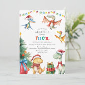 Kinder dinosaurus vierde verjaardag kaart (Staand voorkant)