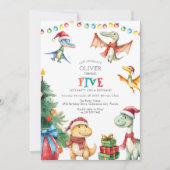 Kinder dinosaurus vijfde verjaardag kaart (Voorkant)