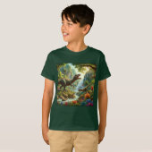 Kinder Dinosaurussen AI Art T-shirt (Voorkant volledig)