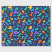 Kinder dinosaurussen in acht blauw Oranje groen pa Cadeaupapier (Vlak)