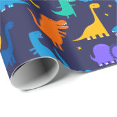 Kinder dinosaurussen in acht blauw Oranje groen pa Cadeaupapier (Rol Hoek)
