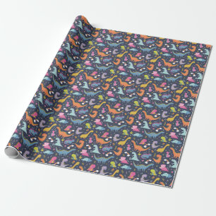 Kinder dinosaurussen: kleurrijk patroon cadeaupapier