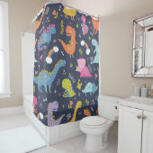 Kinder dinosaurussen: kleurrijk patroon douchegordijn (In situ)