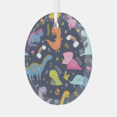 Kinder dinosaurussen: kleurrijk patroon glas ornament (Voorkant links)