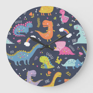 Kinder dinosaurussen: kleurrijk  patroon grote klok