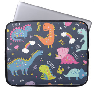 Kinder dinosaurussen: kleurrijk  patroon laptop sleeve