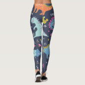 Kinder dinosaurussen: kleurrijk  patroon leggings (Achterkant)