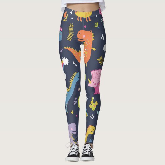 Kinder dinosaurussen: kleurrijk  patroon leggings (Voorkant)