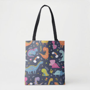 Kinder dinosaurussen: kleurrijk  patroon tote bag