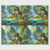 Kinder Dinosaurussen Oerwoud Print Cadeaupapier (Vlak)