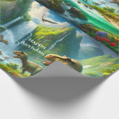 Kinder Dinosaurussen Oerwoud Print Cadeaupapier (Hoek)