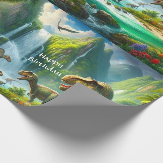 Kinder Dinosaurussen Oerwoud Print Cadeaupapier (Hoek)