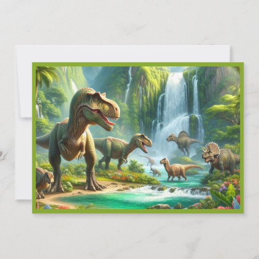Kinder Dinosaurussen Verjaardagsfeest Kaart (Achterkant)