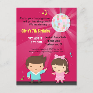 Kinder Disco Ball Groove Dance Birthday Party Kaart
