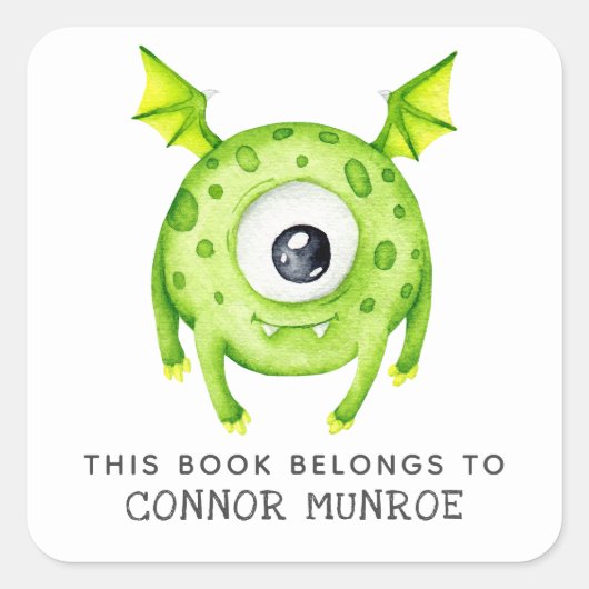 Kinder Dit boek behoort tot het Schattigee groene  Vierkante Sticker (Voorkant)