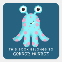 Kinder Dit boek is van Schattige Monster Vierkante Sticker