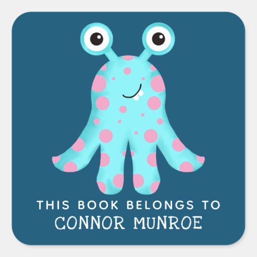 Kinder Dit boek is van Schattige Monster Vierkante Sticker (Voorkant)