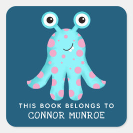 Kinder Dit boek is van Schattige Monster Vierkante Sticker