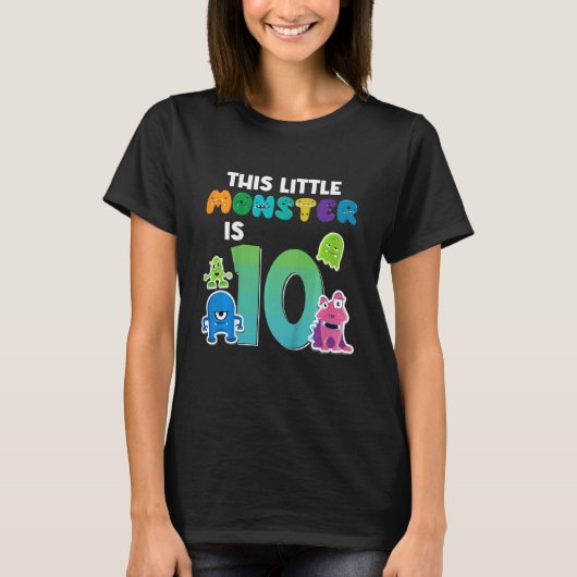 Kinder Dit kleine monster is 10 jaar oud 10e geboo T-shirt (Voorkant)