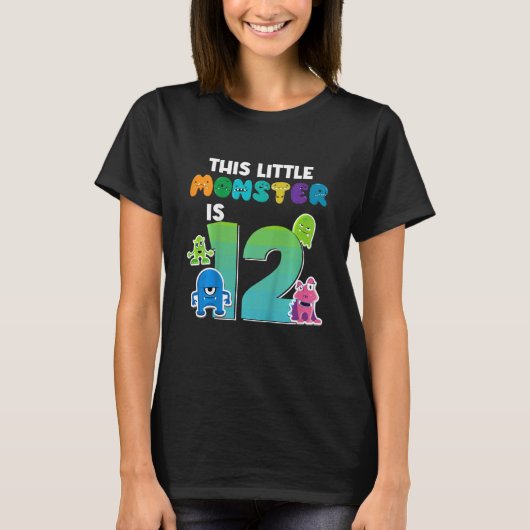 Kinder Dit kleine monster is 12 jaar oud 12e geboo T-shirt (Voorkant)