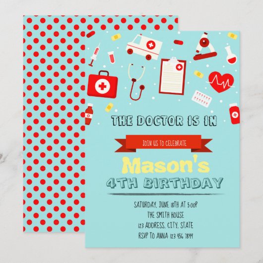 Kinder Doctor Uitnodiging (Voorkant / Achterkant)