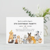 Kinder Dog Puppy 5th Pawty Birthday Party Invitati Kaart (Staand voorkant)