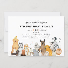 Kinder Dog Puppy 5th Pawty Birthday Party Invitati Kaart