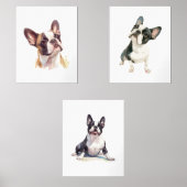 Kinder Dog Wall Art, Boston Terrier Poster Muurkunst Sets (Voorkant)