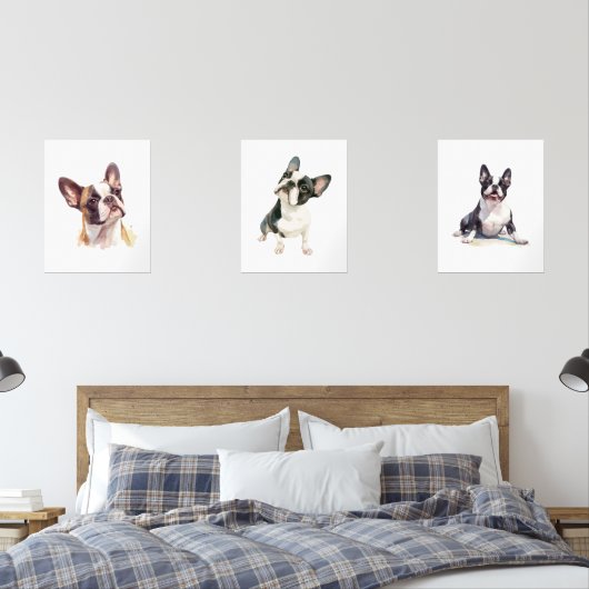 Kinder Dog Wall Art, Boston Terrier Poster Muurkunst Sets (Slaapkamer)